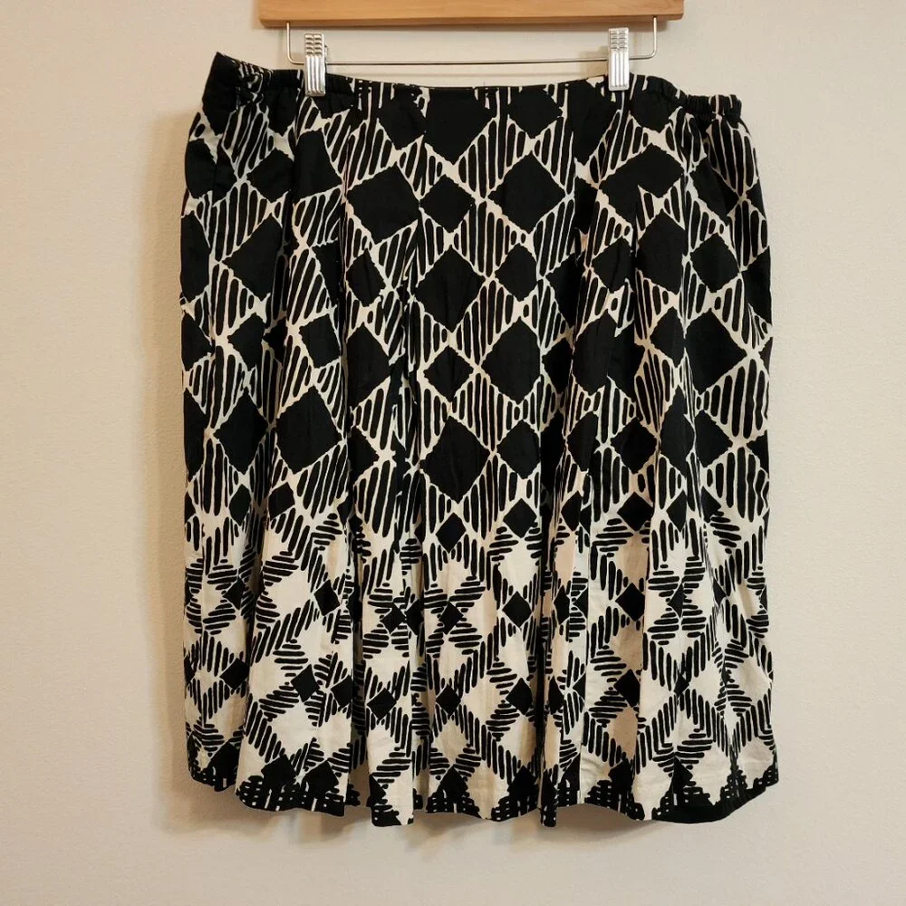 Talbots Women's Skirt Sz 16W A Line Geometric Side Zipper Pleated Career Classic - Picture 11 of 14